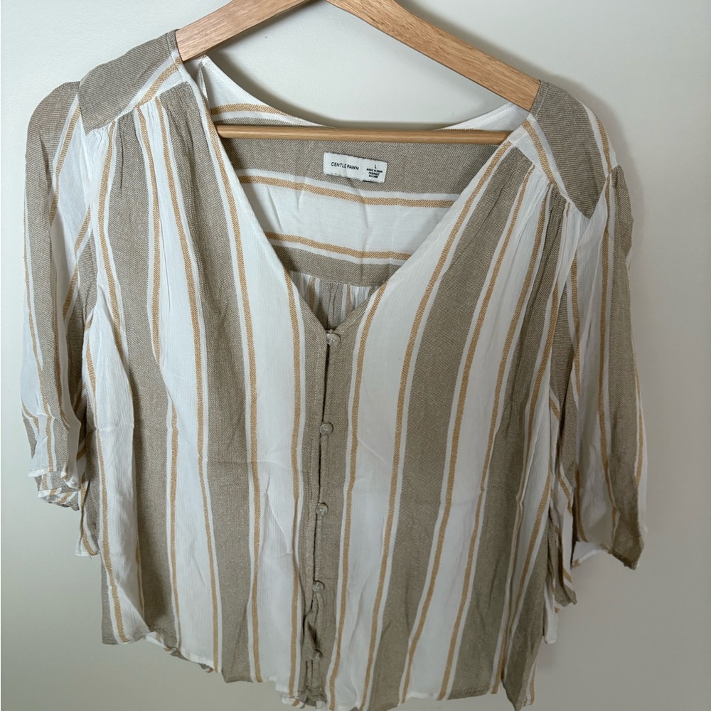 Striped Beige and White Women's Top